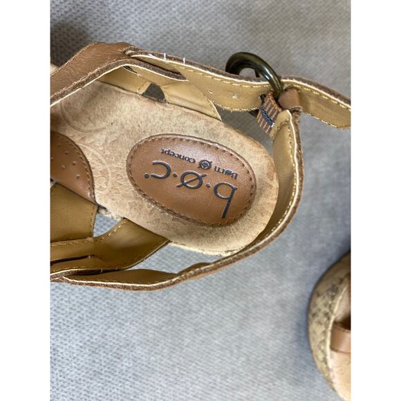 B.O.C Born Light Brown T-Strap Platform Sandals, 7 Womens, 38 EU - Picture 7 of 8